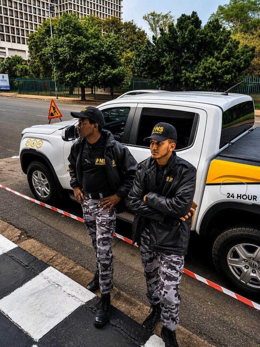 NS Security officers responding to an incident and securing the scene