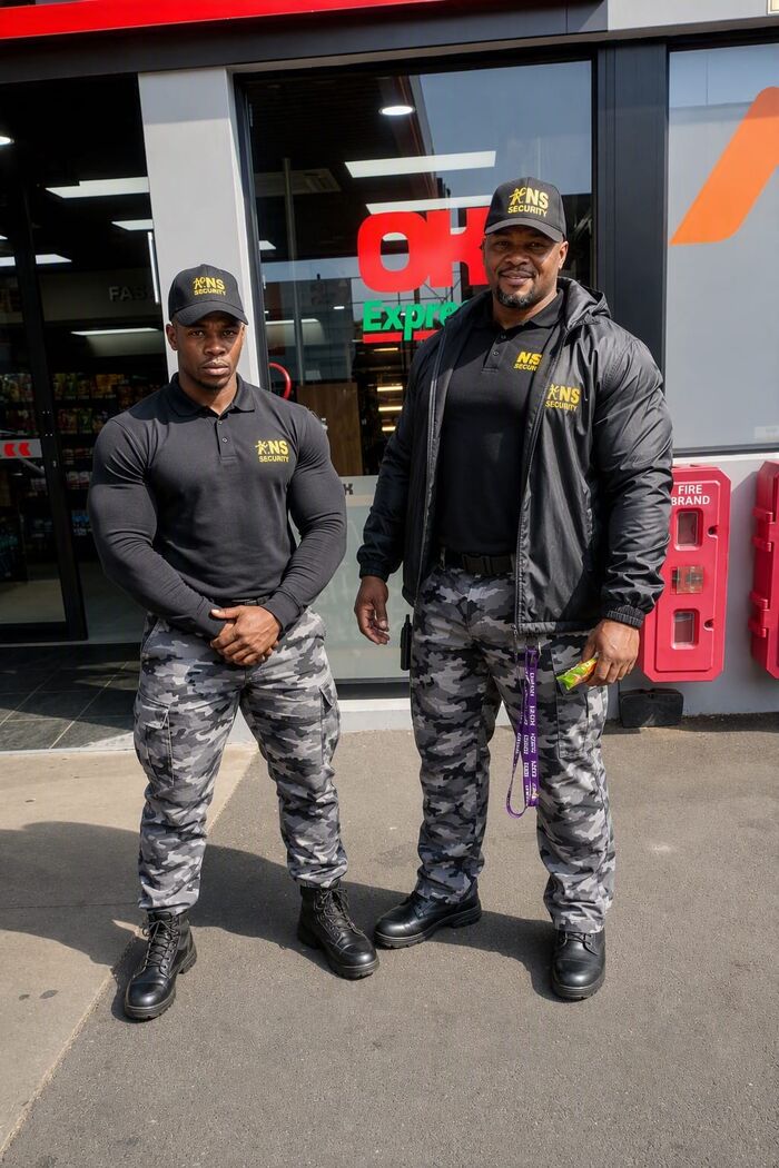 Two NS Security officers on retail store duty