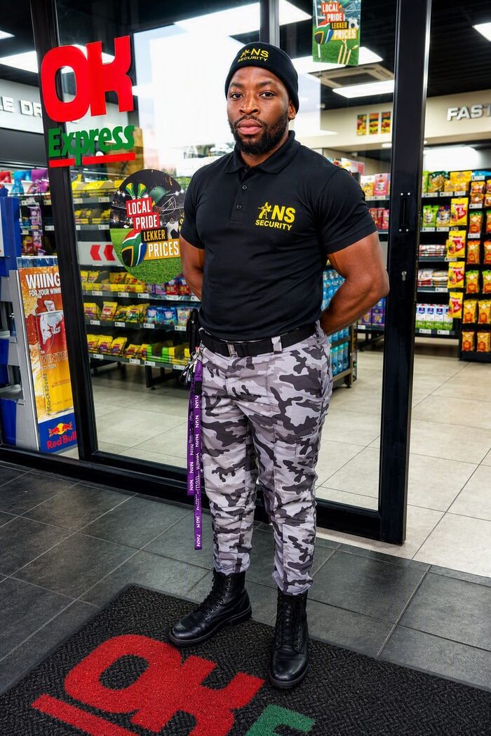 NS Security officer on duty at a storefront