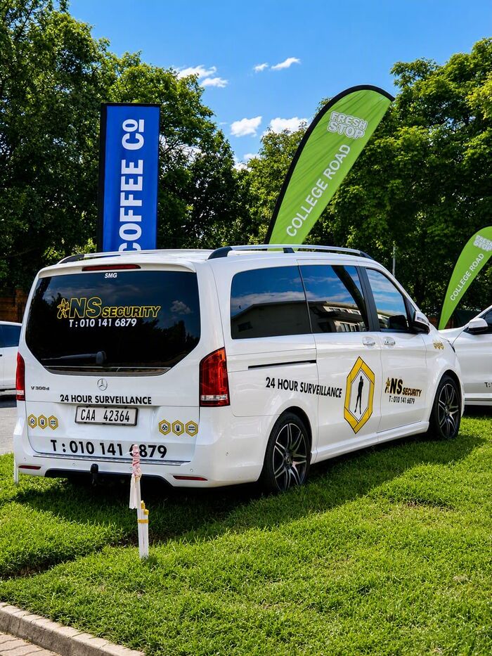 NS Security branded surveillance van